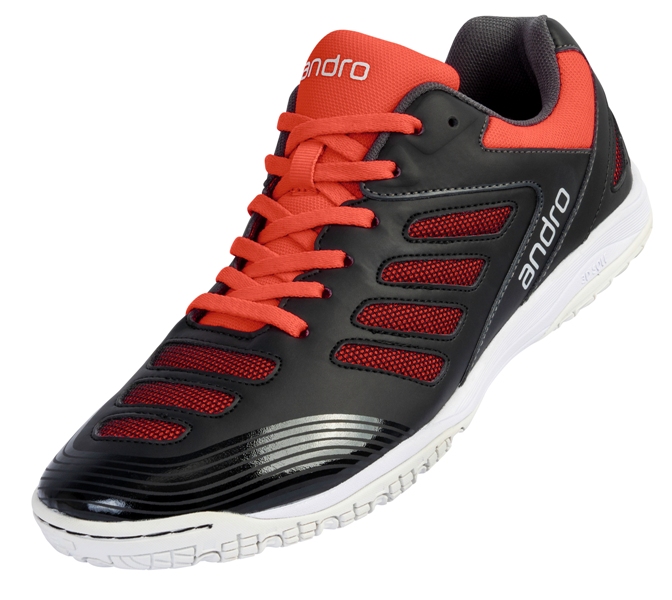 Andro Cross Step 2 Table Tennis Shoes - Black/Neon Red