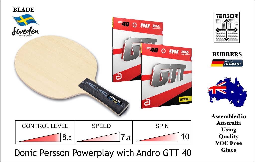 Donic Persson Powerplay R2P GTT 40 Combo, Free Ship Aust Wide.