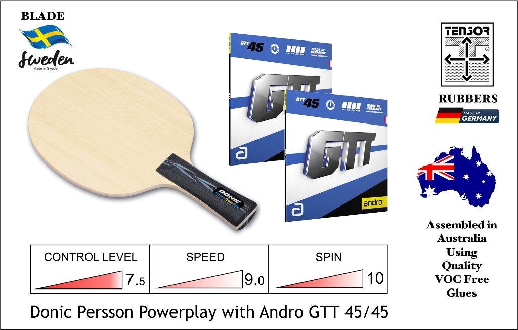 Donic Persson R2P GTT 45/45 Combo, Free Ship Aust Wide.