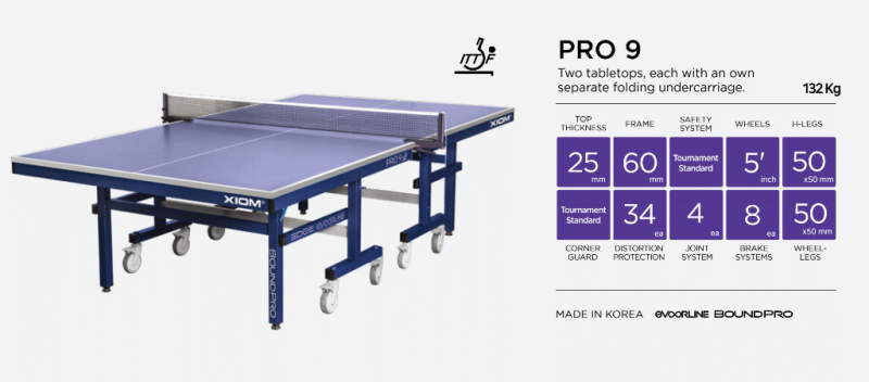Xiom Pro 9 ITTF Table Tennis Table, 25mm Top