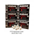 Radak Polyseam R40+ 3 star Table Tennis Balls Bulk 432 ITTF Approved