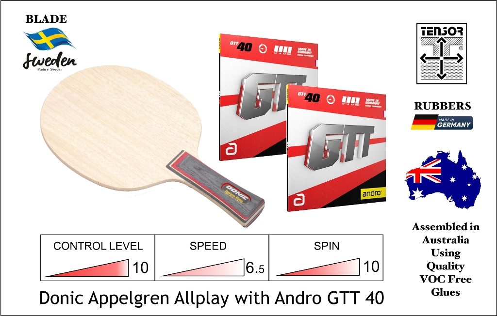 Donic Appelgren R2P GTT 40 Combo, Free Ship Aust Wide.