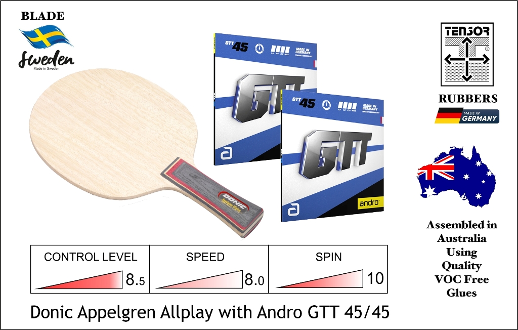 Donic Appelgren R2P GTT 45/45 Combo, Free Ship Aust Wide.