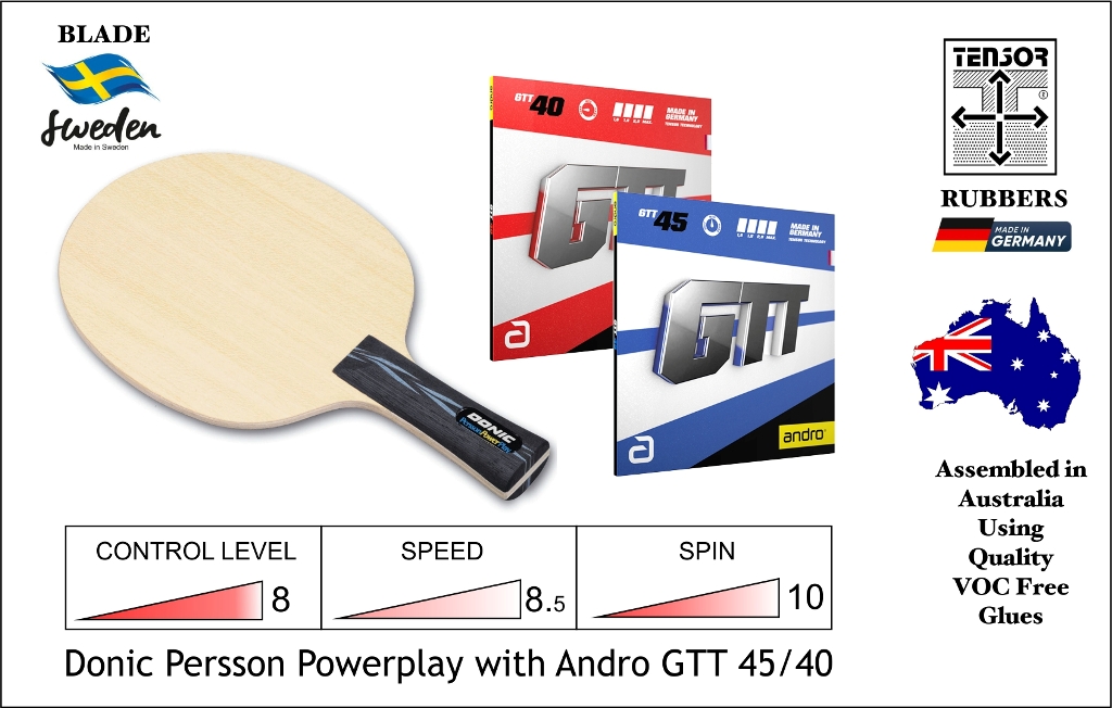 Donic Persson Powerplay R2P GTT 40/45 Combo, Free Ship Aust Wide.