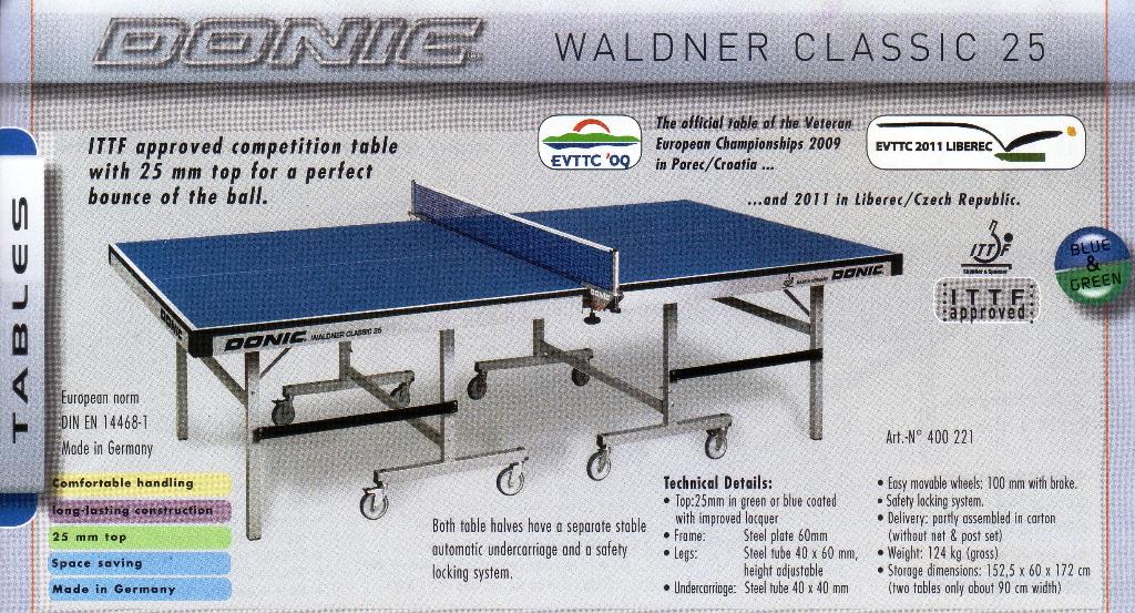 Donic Waldner Classic Table Tennis Table Mm Ittf Approved