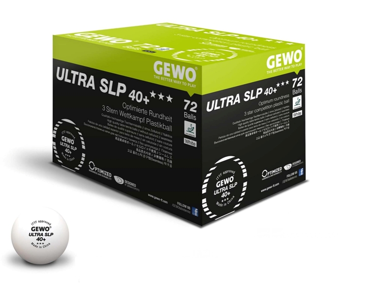 Gewo Ultra SLP *** 40+ Plastic Balls Box of 72 ITTF Approved