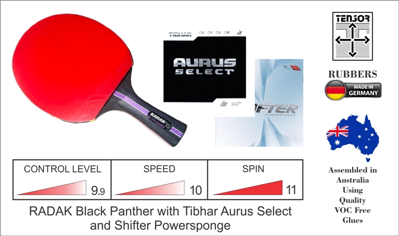 RADAK Black Panther Plus Tibhar Aurus Select and Shifter Powersponge
