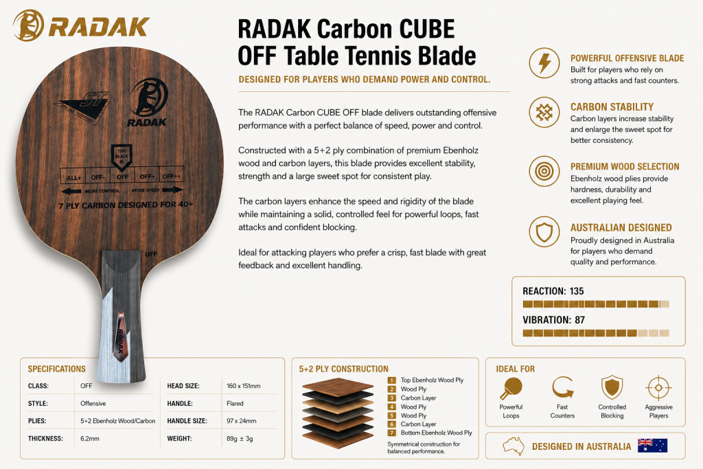 Radak ST Series Ebenholz VII Carbon, 7ply OFFENSIVE