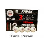 AAA Radak Polyseam R40+ 3 star Table Tennis Balls Pk 48 ITTF Approved