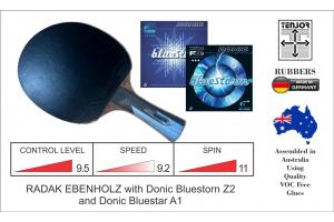 RADAK Ebenholz Carbon Ready To Play Donic Bluestorm Z2, Bluestar A1