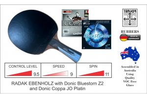 RADAK Ebenholz Carbon Ready To Play Donic Bluestorm Z2, JO Platin